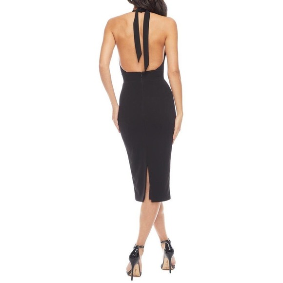 DRESS THE POPULATION Vanessa Halter Body-Con Midi Dress Size L NWOT - Picture 3 of 12